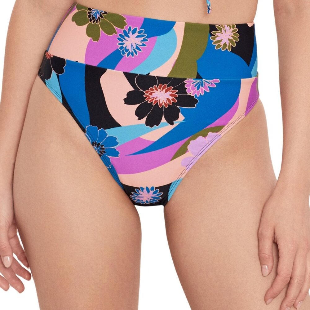 Salt + Cove Women's Blooming Wave High-Waist Bikini Bottoms – Multi Floral Print